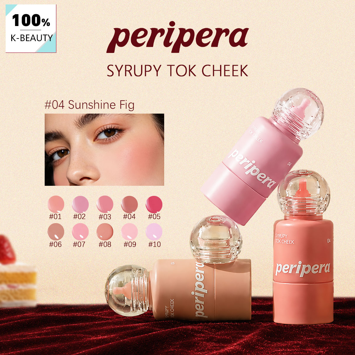 Luxury Skincare Makeup - PERIPERA SYRUPY TOK CHEEK, Texture liquide