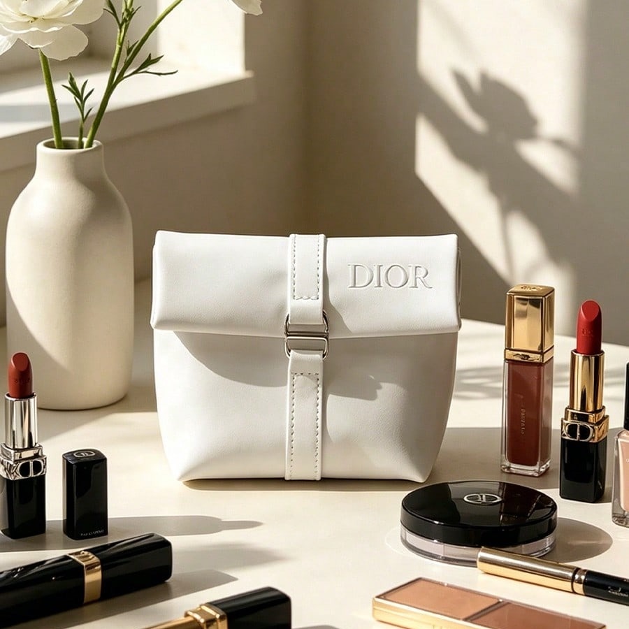 Sac cosmétique blanc de Dior,  - Luxury Skincare Samples avis et prix