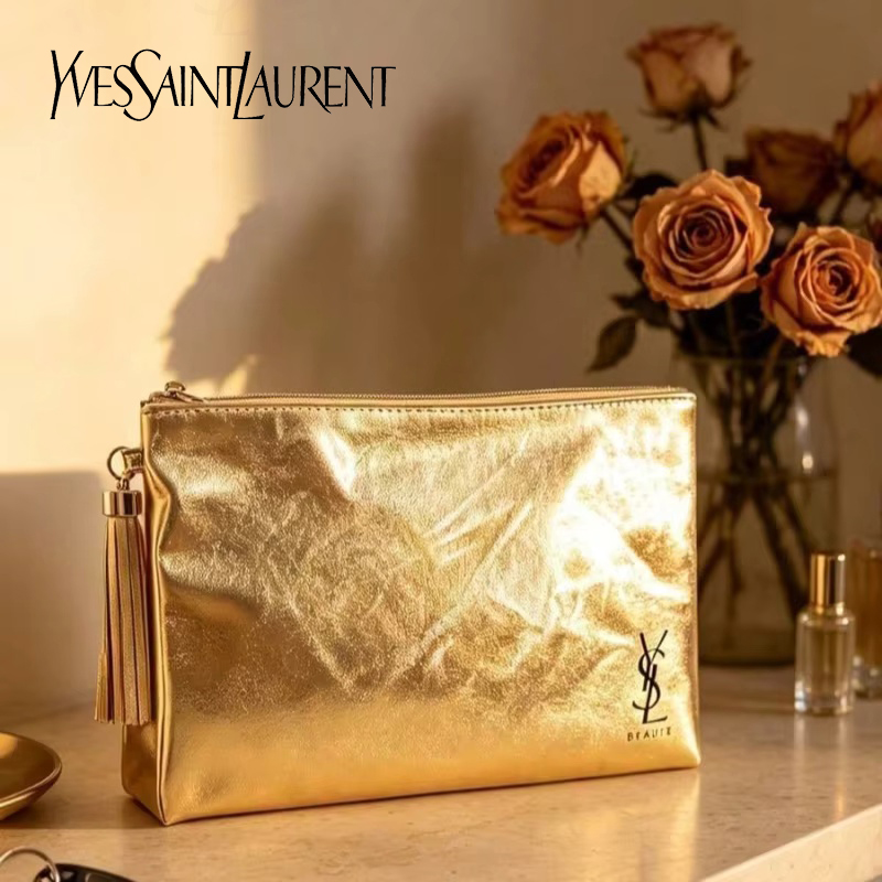 Sac cosmétique doré YSL, poche - Luxury Skincare Samples avis et prix